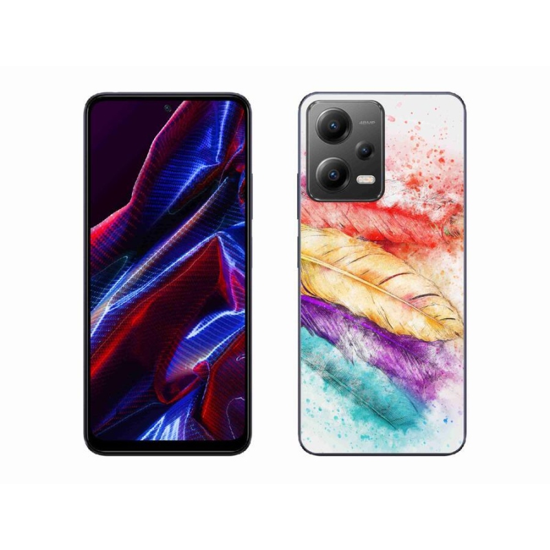 Gél borítás mmCase a Xiaomi Redmi Note 12 5G számára - színes tollakkal