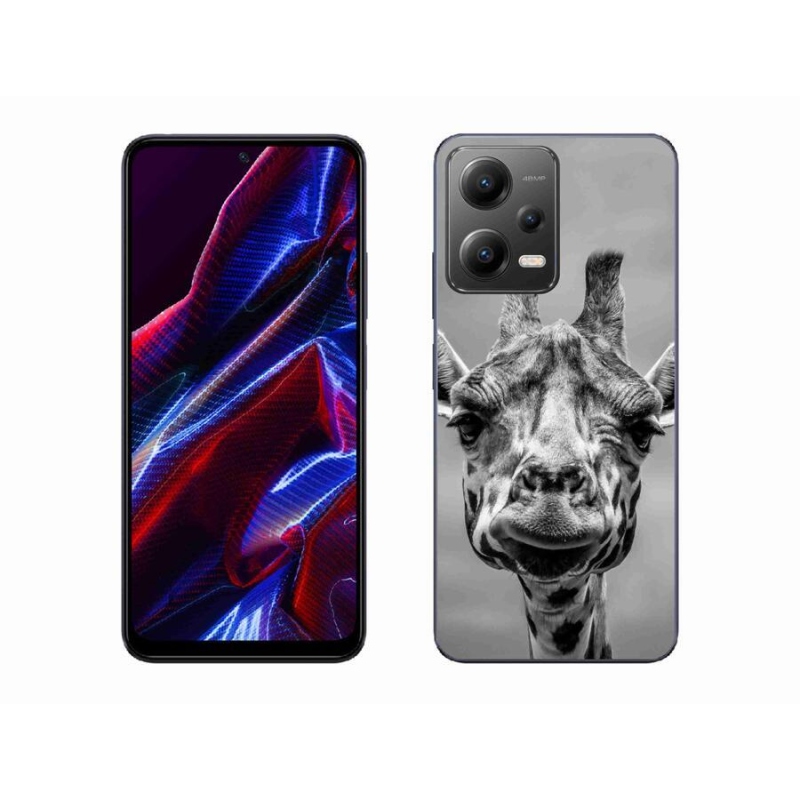 Gél borító mmCase a Xiaomi Redmi Note 12 5G-hez - fekete-fehér zsiráf