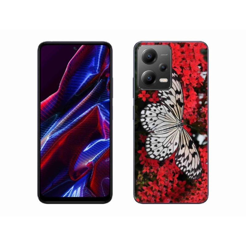 Gél borítás mmCase a Xiaomi Redmi Note 12 5G-hez - fekete és fehér pillangó 1