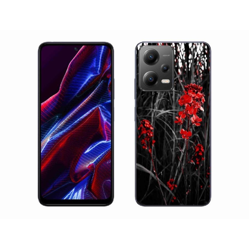 Gél borítás mmCase a Xiaomi Redmi Note 12 5G - piros növényhez