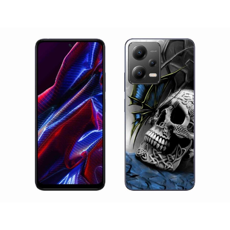 Gél borító mmCase a Xiaomi Redmi Note 12 5G-hez - pillangó és koponya
