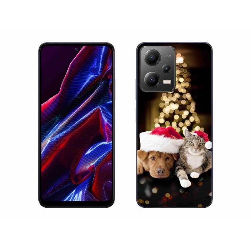 Gél borító mmCase a Xiaomi Redmi Note 12 5G-hez - Karácsonyi kutya és macska