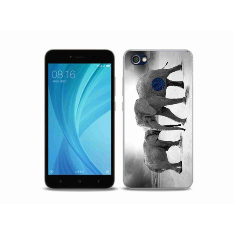 Gél borítás mmCase a Xiaomi Redmi Note 5A Prime számára - fekete és fehér elefántok