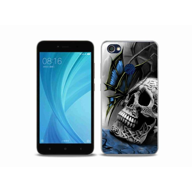 Gél borítás mmCase a Xiaomi Redmi Note 5A Prime számára - pillangó és koponya