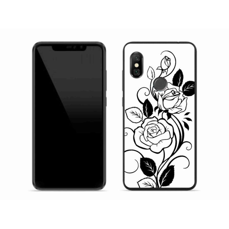 Gél borítás mmCase a Xiaomi Redmi Note 6 Pro számára - fekete és fehér rózsa