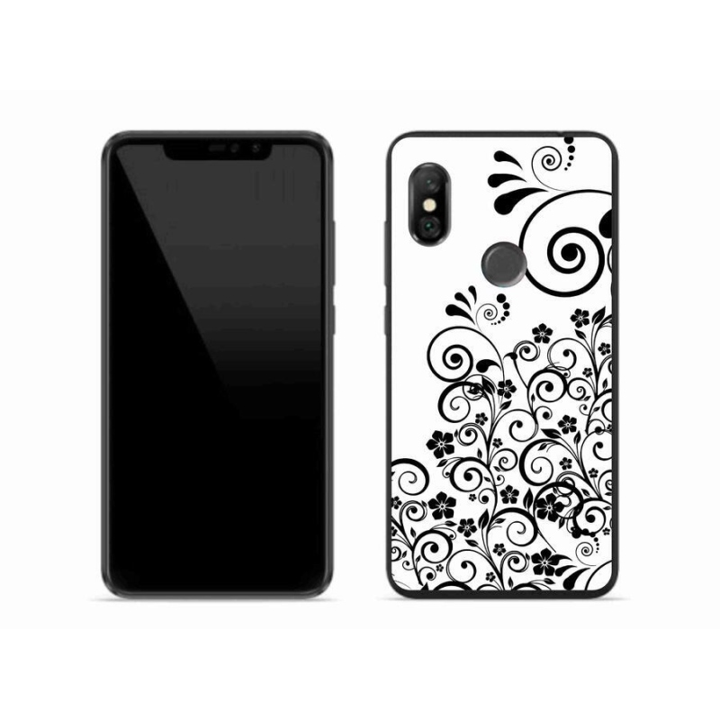 Zselés borítás mmCase a Xiaomi Redmi Note 6 Pro készülékhez - fekete és fehér virágminták