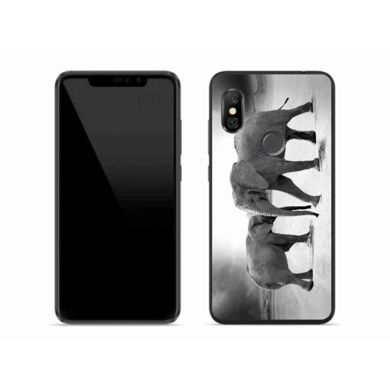 Gél borítás mmCase a Xiaomi Redmi Note 6 Pro készülékhez - fekete és fehér elefántok