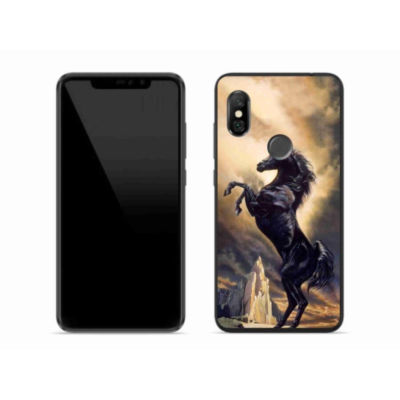 Gél borítás mmCase a Xiaomi Redmi Note 6 Pro-hoz - fekete rajzfilm ló