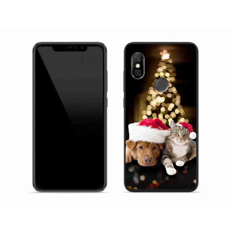 Gél borító mmCase a Xiaomi Redmi Note 6 Pro-hoz - Karácsonyi kutya és macska