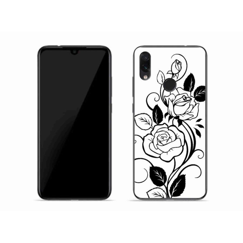Gél borítás mmCase a Xiaomi Redmi Note 7-hez - fekete és fehér rózsa