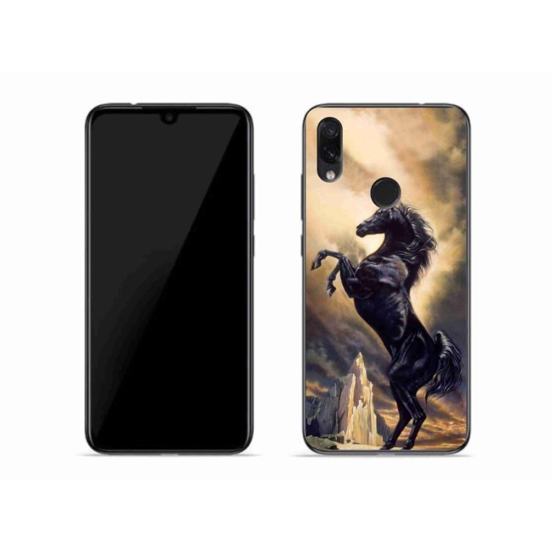 Gél borítás mmCase a Xiaomi Redmi Note 7-hez - fekete rajzfilm ló
