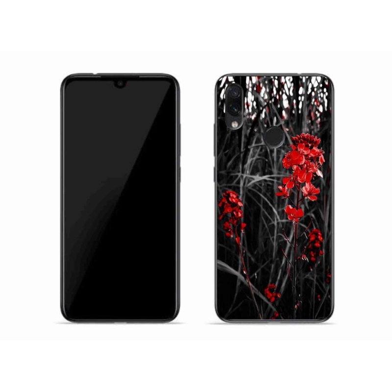 Gél borító mmCase a Xiaomi Redmi Note 7-hez - piros növény