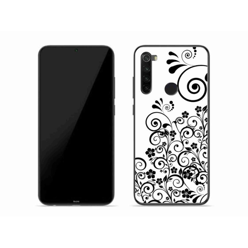Gél borító mmCase a Xiaomi Redmi Note 8-hoz - fekete és fehér virágmintás