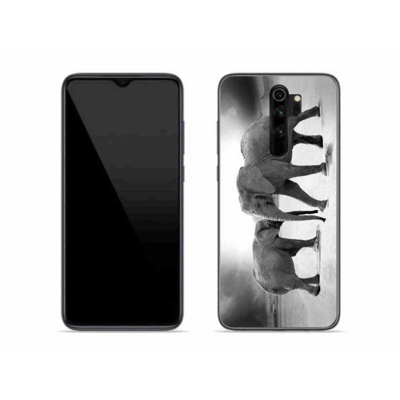 Gél borítás mmCase a Xiaomi Redmi Note 8 Pro számára - fekete és fehér elefántok