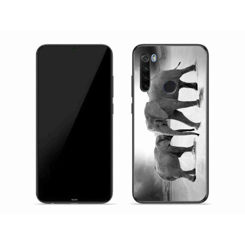 Gél borítás mmCase a Xiaomi Redmi Note 8T-hez - fekete és fehér elefántok