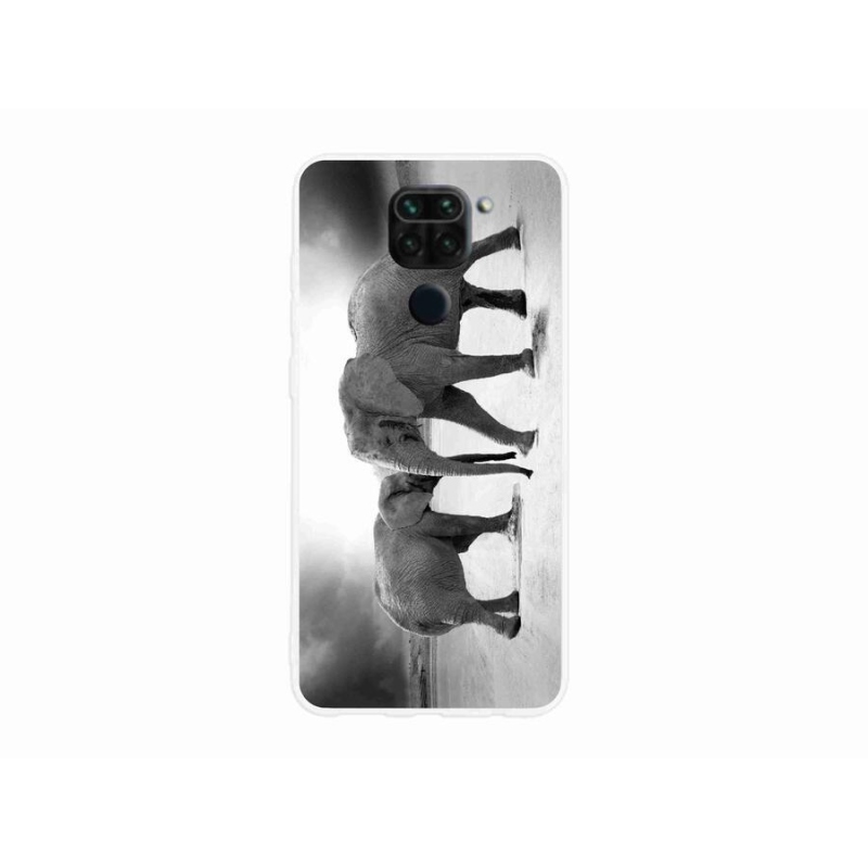 Gél borítás mmCase a Xiaomi Redmi Note 9-hez - fekete és fehér elefántok