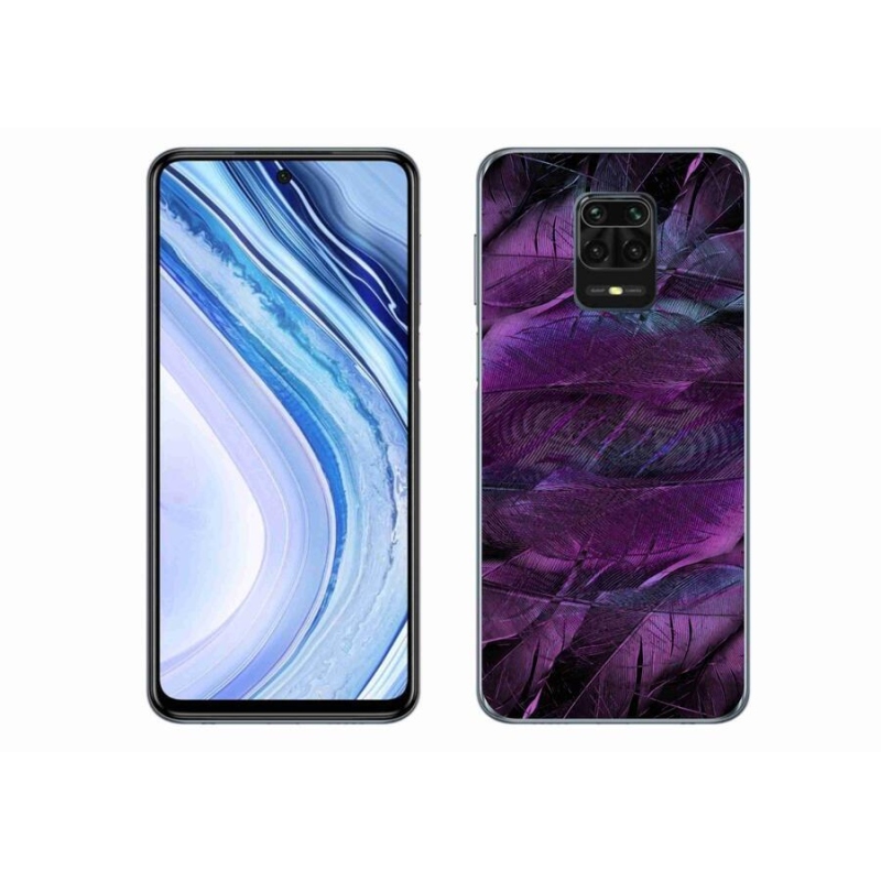 Zselés borítás mmCase a Xiaomi Redmi Note 9 Pro készülékhez - lila tollak