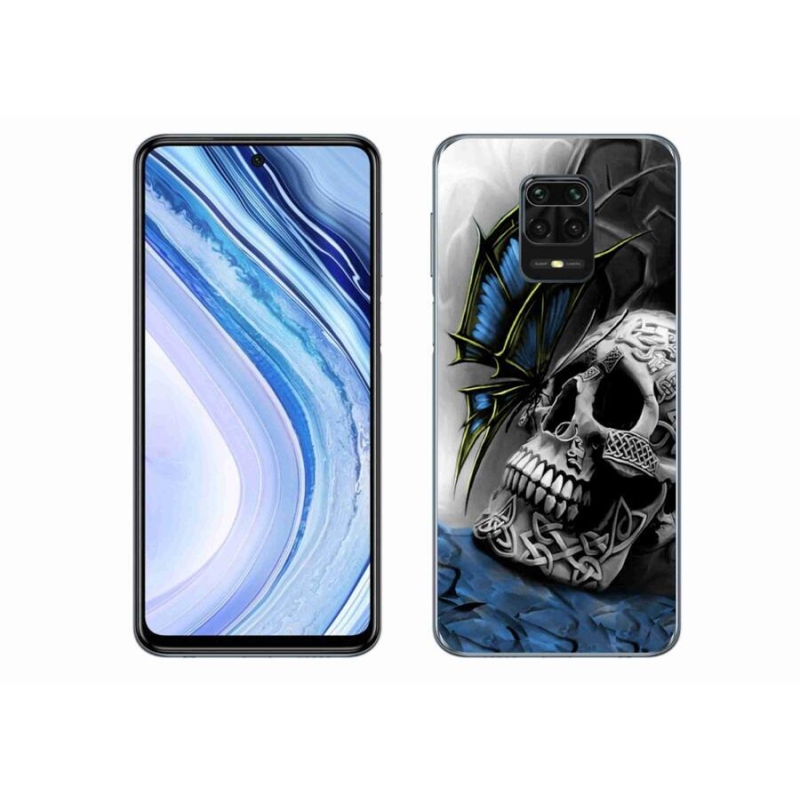Gél borítás mmCase a Xiaomi Redmi Note 9 Pro számára - pillangó és koponya