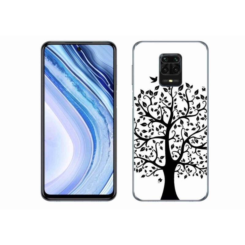 Gél borítás mmCase a Xiaomi Redmi Note 9S-hez - fekete és fehér fa