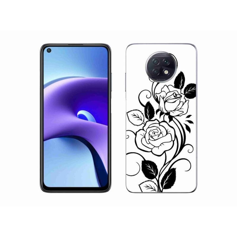 Gél borítás mmCase a Xiaomi Redmi Note 9T 5G számára - fekete és fehér rózsa