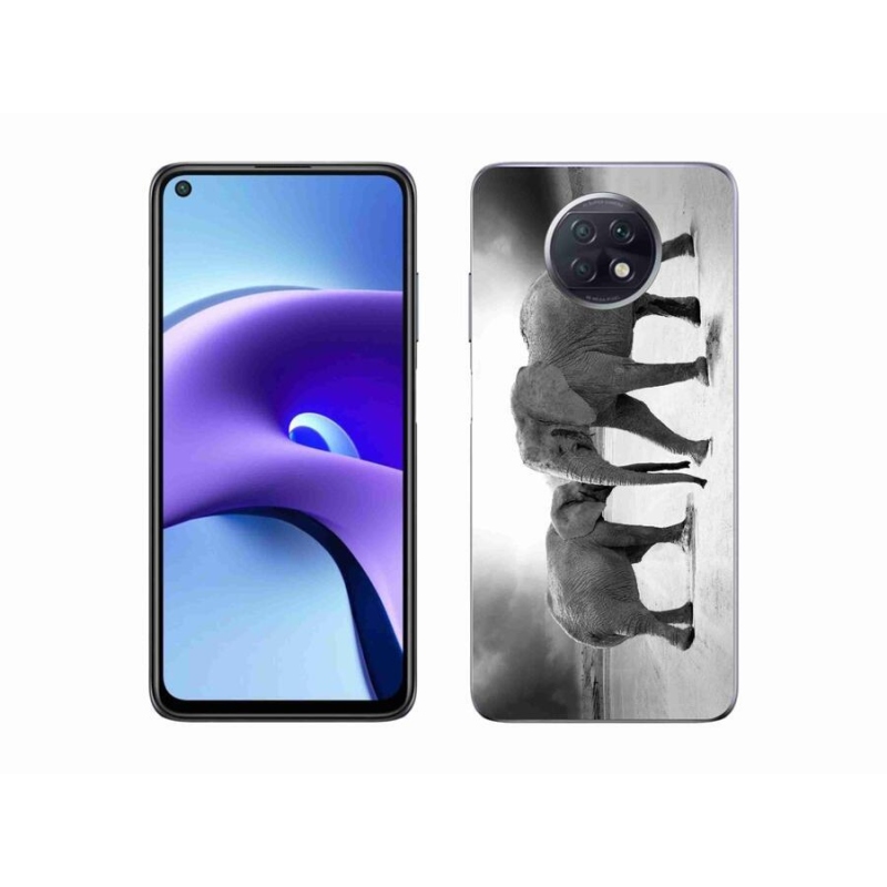 Gél borítás mmCase a Xiaomi Redmi Note 9T 5G számára - fekete és fehér elefántok