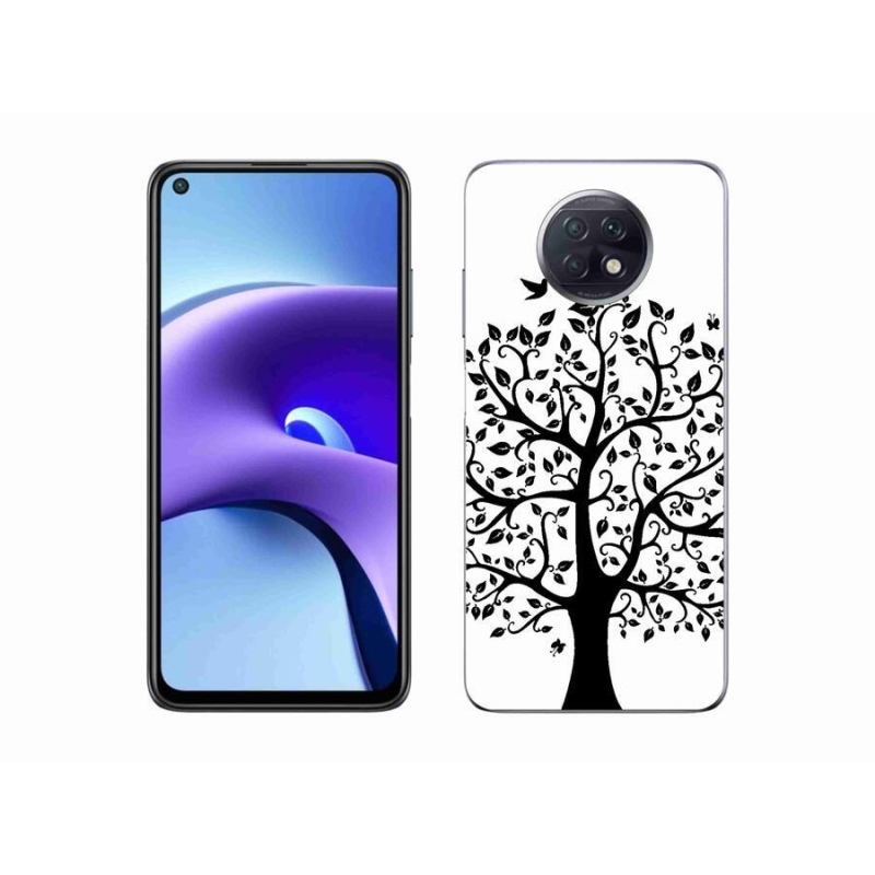 Gél borítás mmCase a Xiaomi Redmi Note 9T 5G számára - fekete és fehér fa