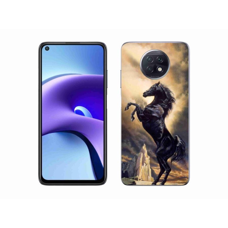 Gél borítás mmCase a Xiaomi Redmi Note 9T 5G számára - fekete rajzfilm ló