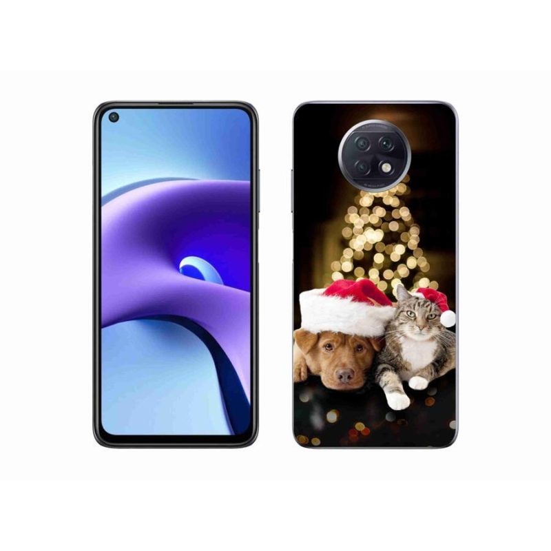 Gél borító mmCase a Xiaomi Redmi Note 9T 5G-hez - Karácsonyi kutya és macska