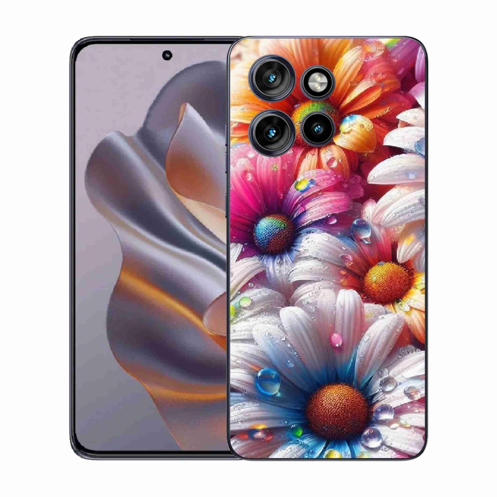Zselés borítás mmCase a Motorola Edge 50 Neo készülékhez - színes margaréták