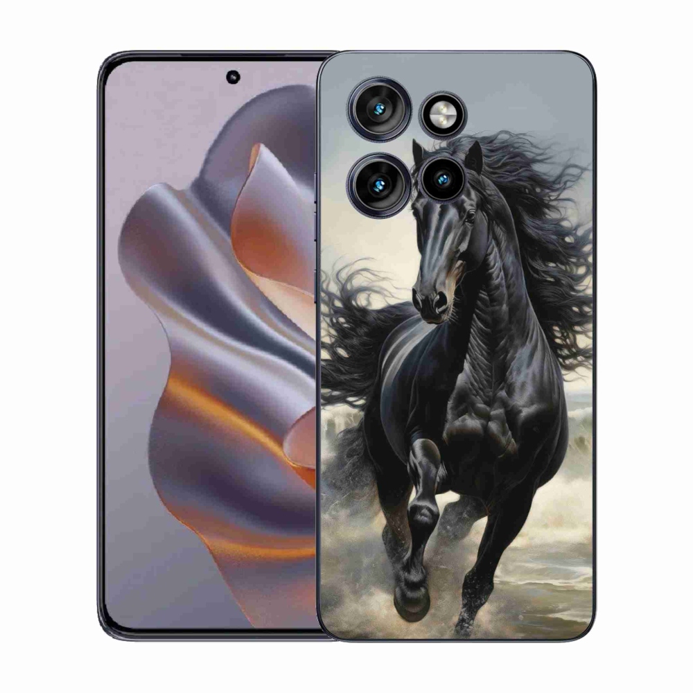 Zselés borítás mmCase a Motorola Edge 50 Neo készülékhez - futó fekete ló