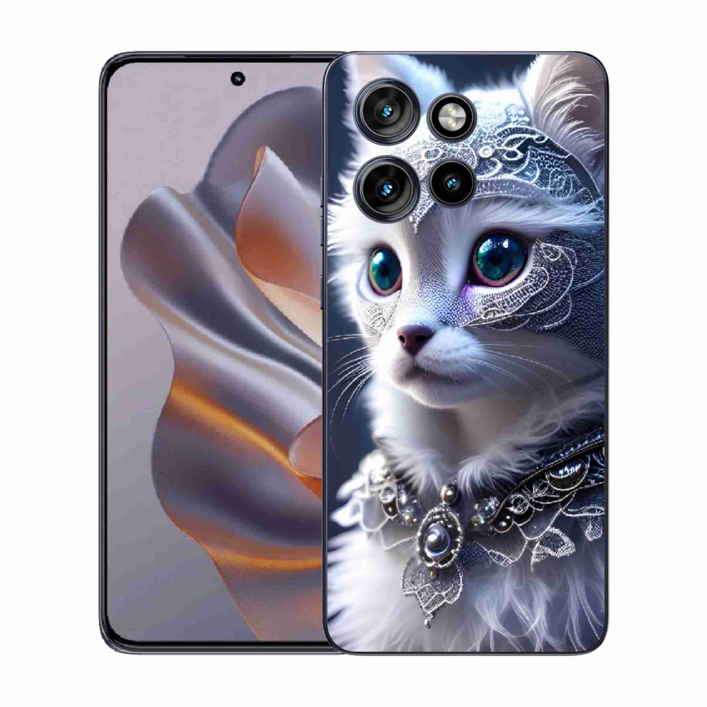 Zselés borítás mmCase a Motorola Edge 50 Neo készülékhez - fehér macska