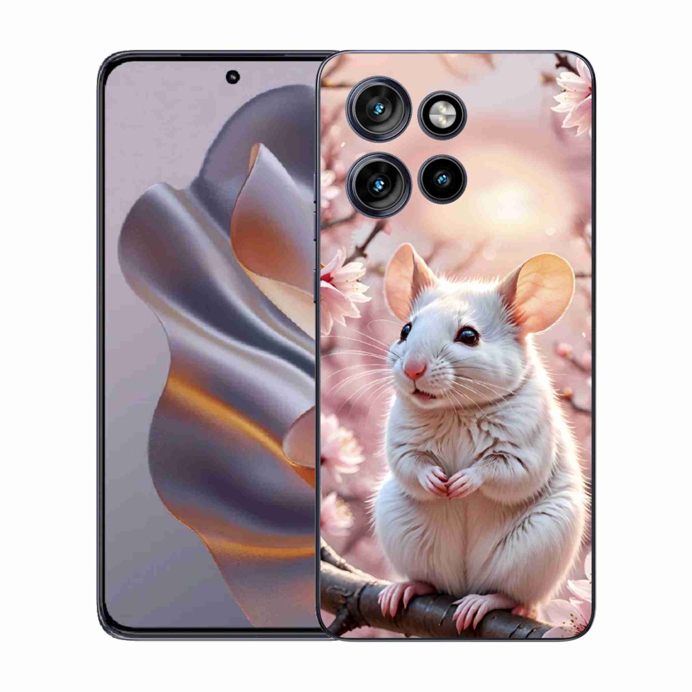 Zselés borító mmCase a Motorola Edge 50 Neo készülékhez - fehér egér az ágon