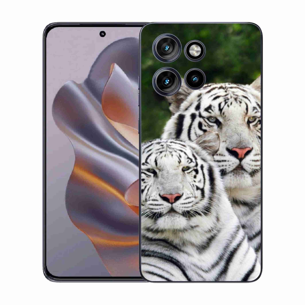 Zselés borítás mmCase a Motorola Edge 50 Neo készülékhez - fehér tigrisek