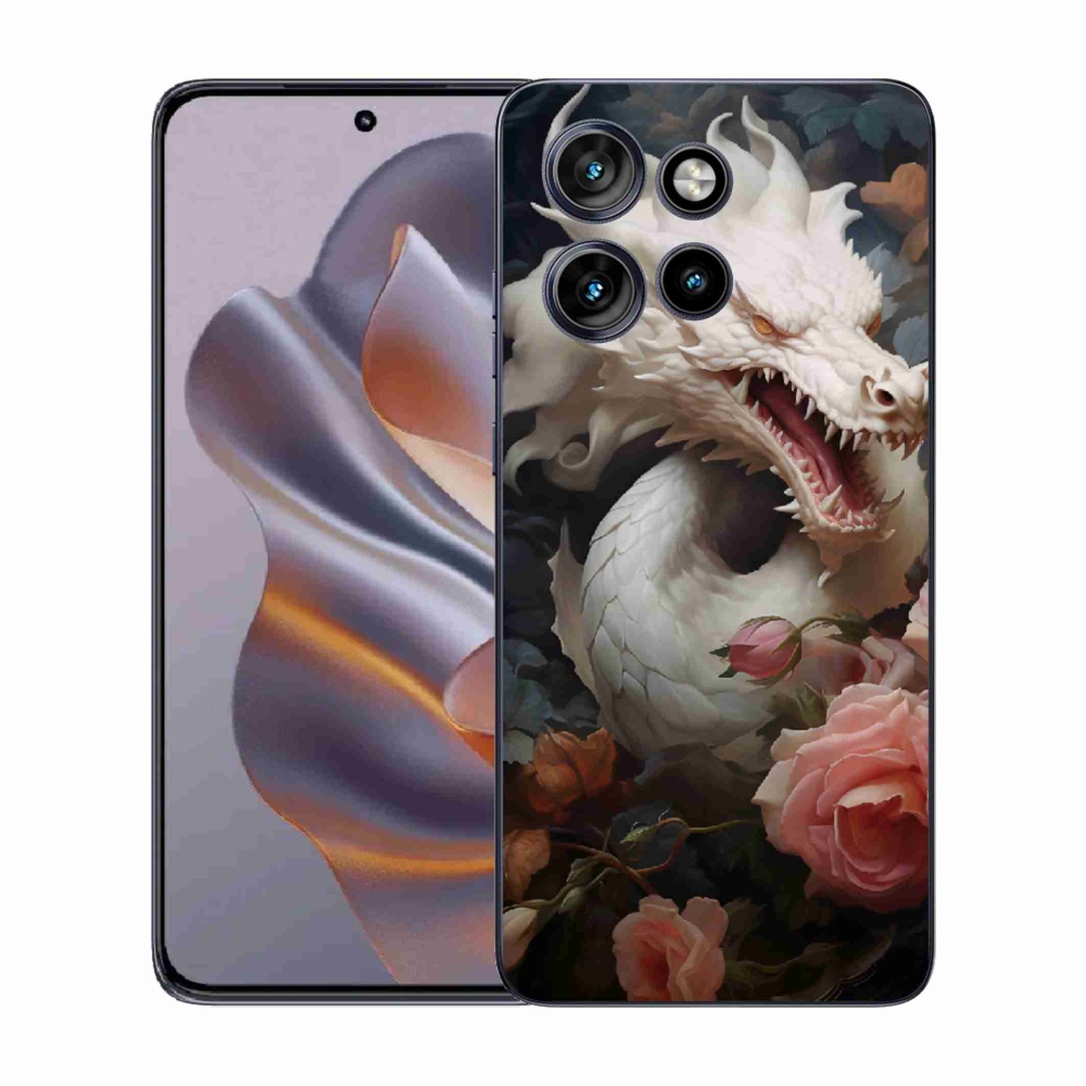 Zselés borítás mmCase a Motorola Edge 50 Neo készülékhez - fehér sárkány