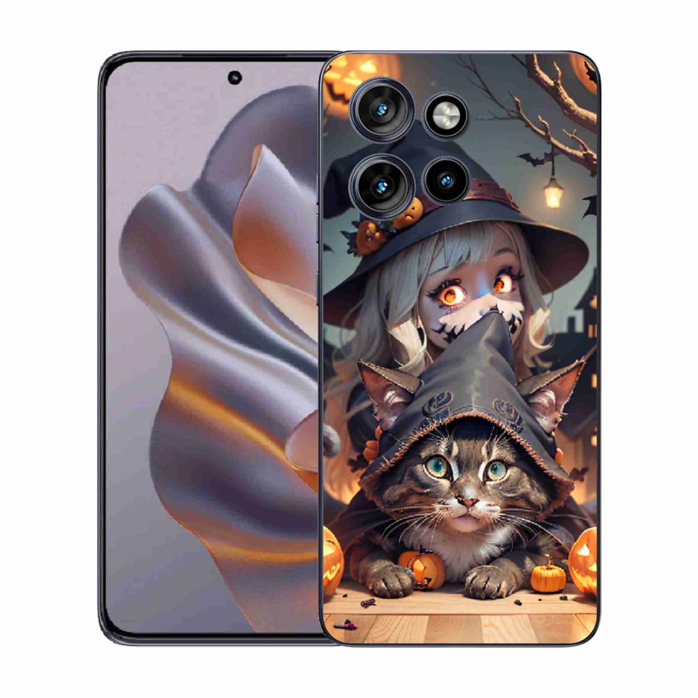 Zselés borítás mmCase a Motorola Edge 50 Neo készülékhez - boszorkány macskával