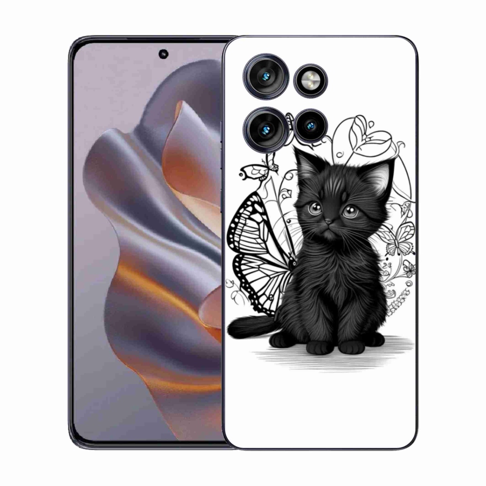 Zselés borítás mmCase a Motorola Edge 50 Neo készülékhez - fekete cica