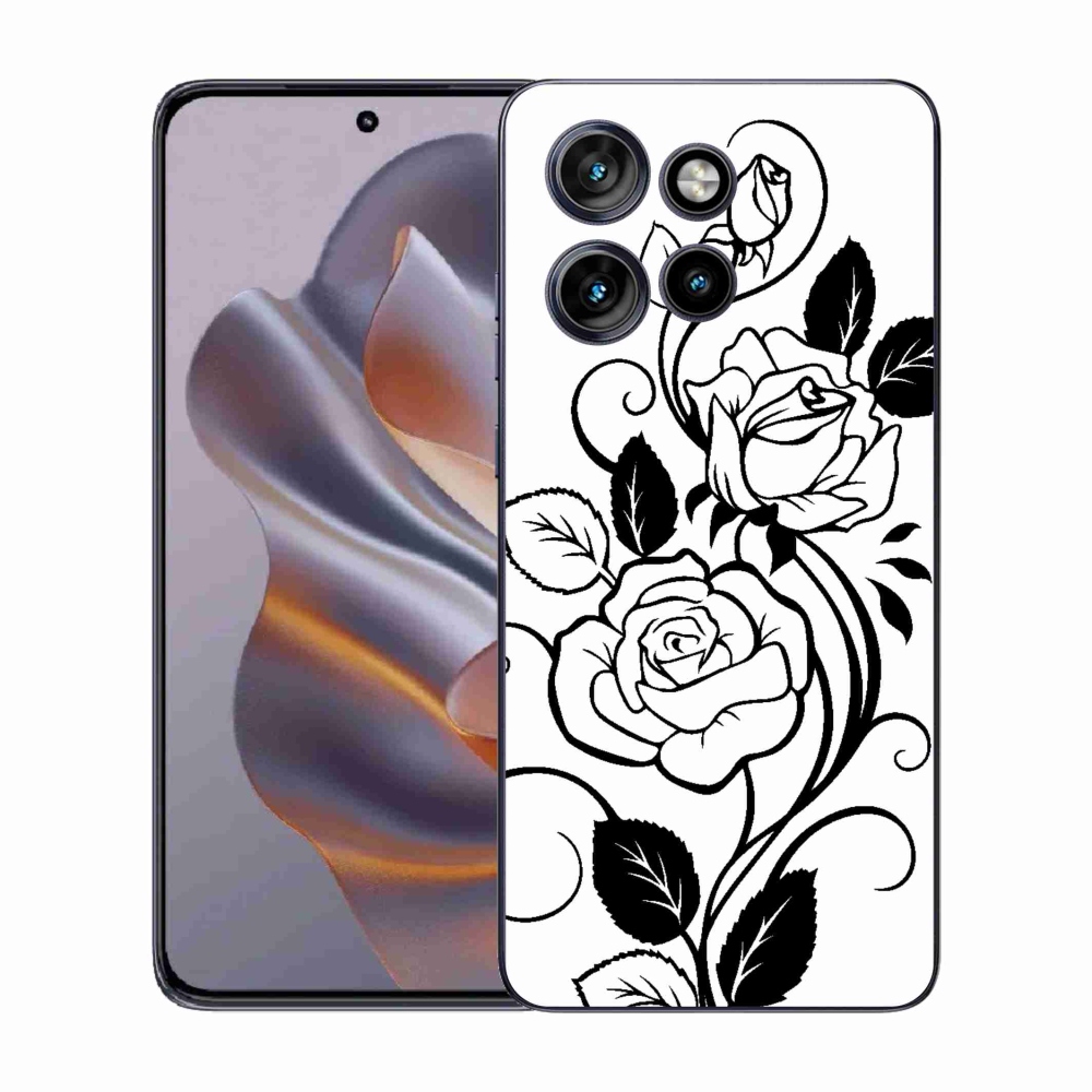 Zselés borítás mmCase a Motorola Edge 50 Neo készülékhez - fekete és fehér rózsa