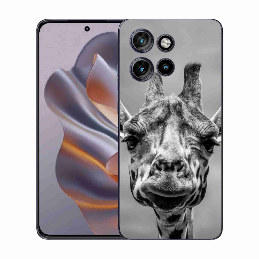 Zselés borítás mmCase a Motorola Edge 50 Neo készülékhez - fekete-fehér zsiráf