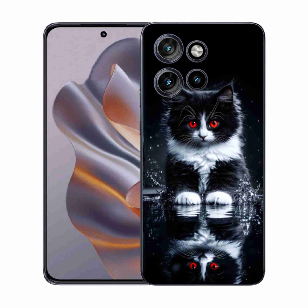 Zselés borítás mmCase a Motorola Edge 50 Neo készülékhez - fekete-fehér cica