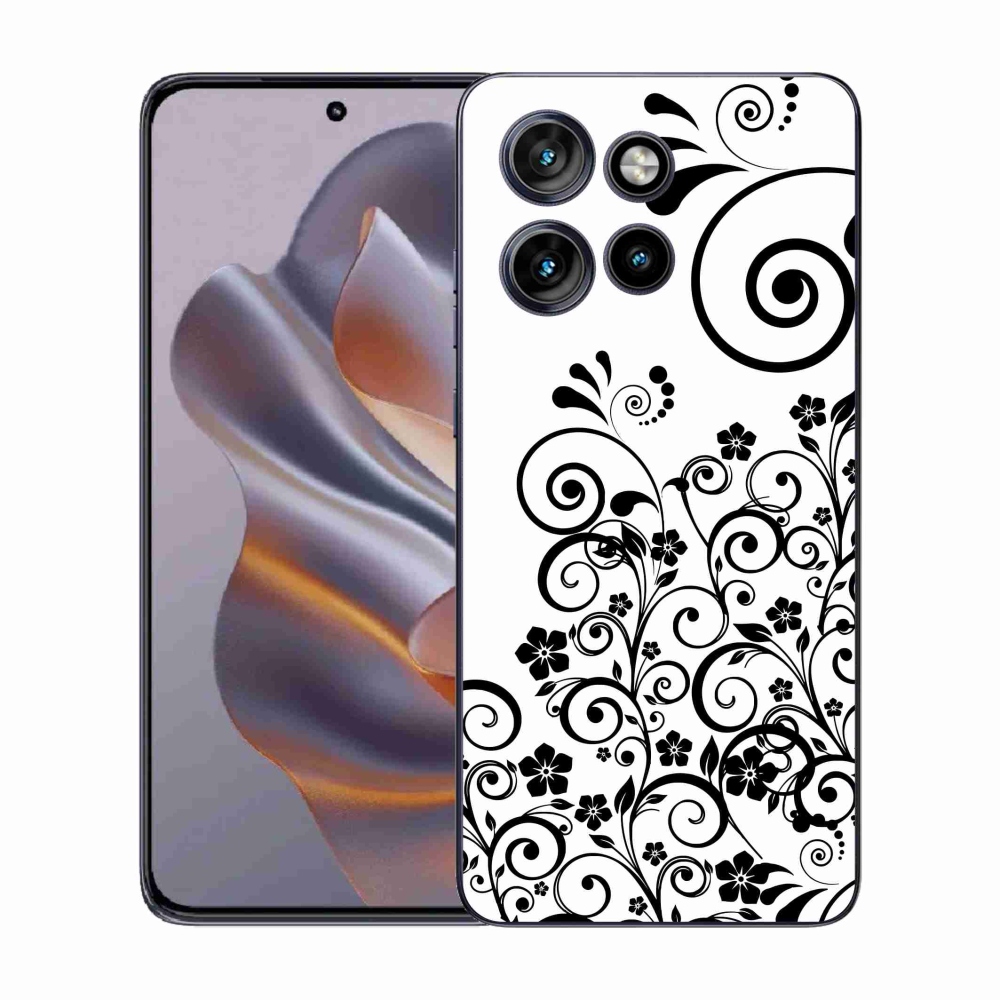 Zselés borítás mmCase a Motorola Edge 50 Neo készülékhez - fekete-fehér virágminták