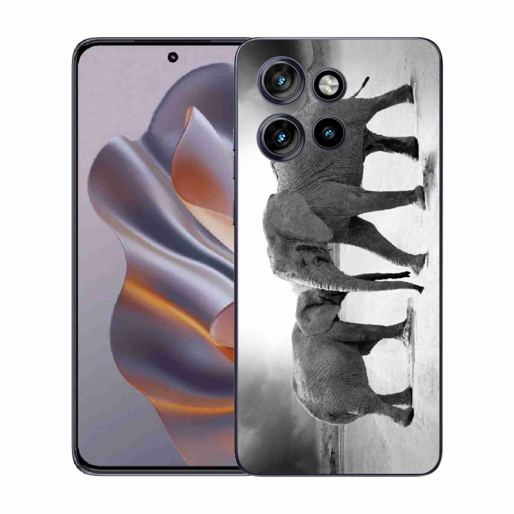 Zselés borítás mmCase a Motorola Edge 50 Neo készülékhez - fekete és fehér elefántok
