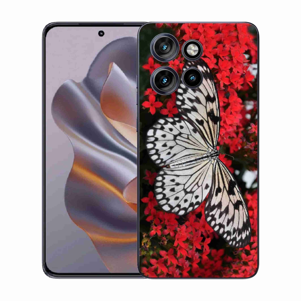 Zselés borítás mmCase a Motorola Edge 50 Neo készülékhez - fekete-fehér pillangó 1