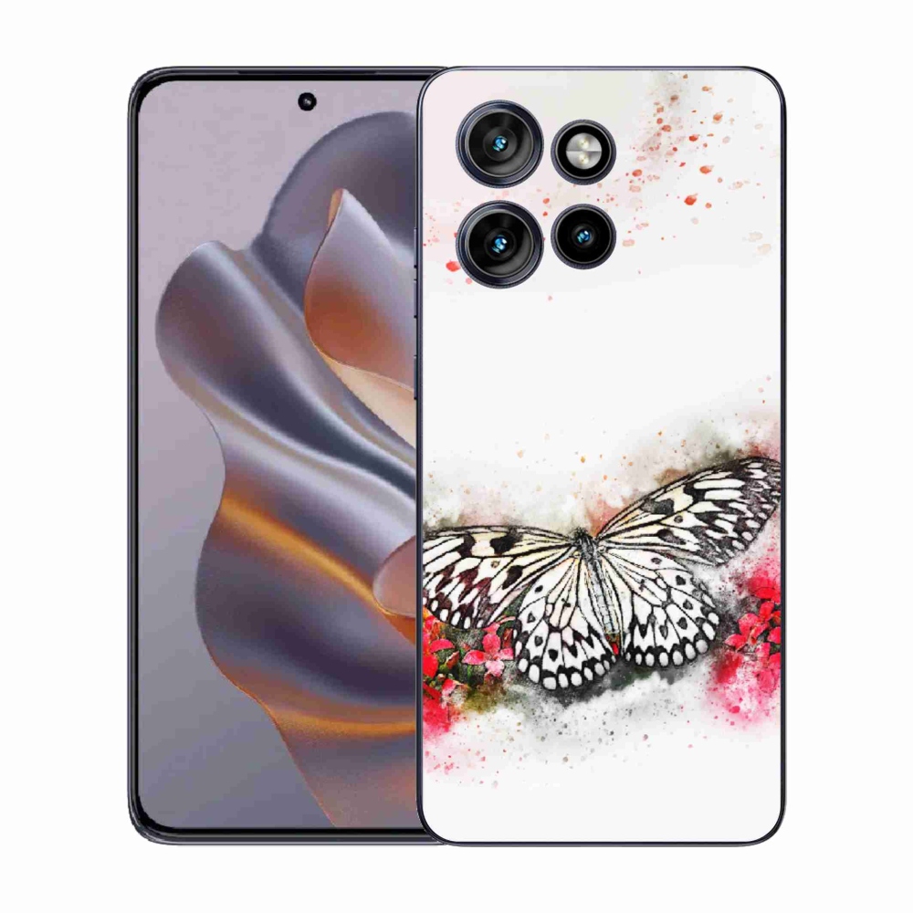 Zselés borítás mmCase a Motorola Edge 50 Neo készülékhez - fekete-fehér pillangó