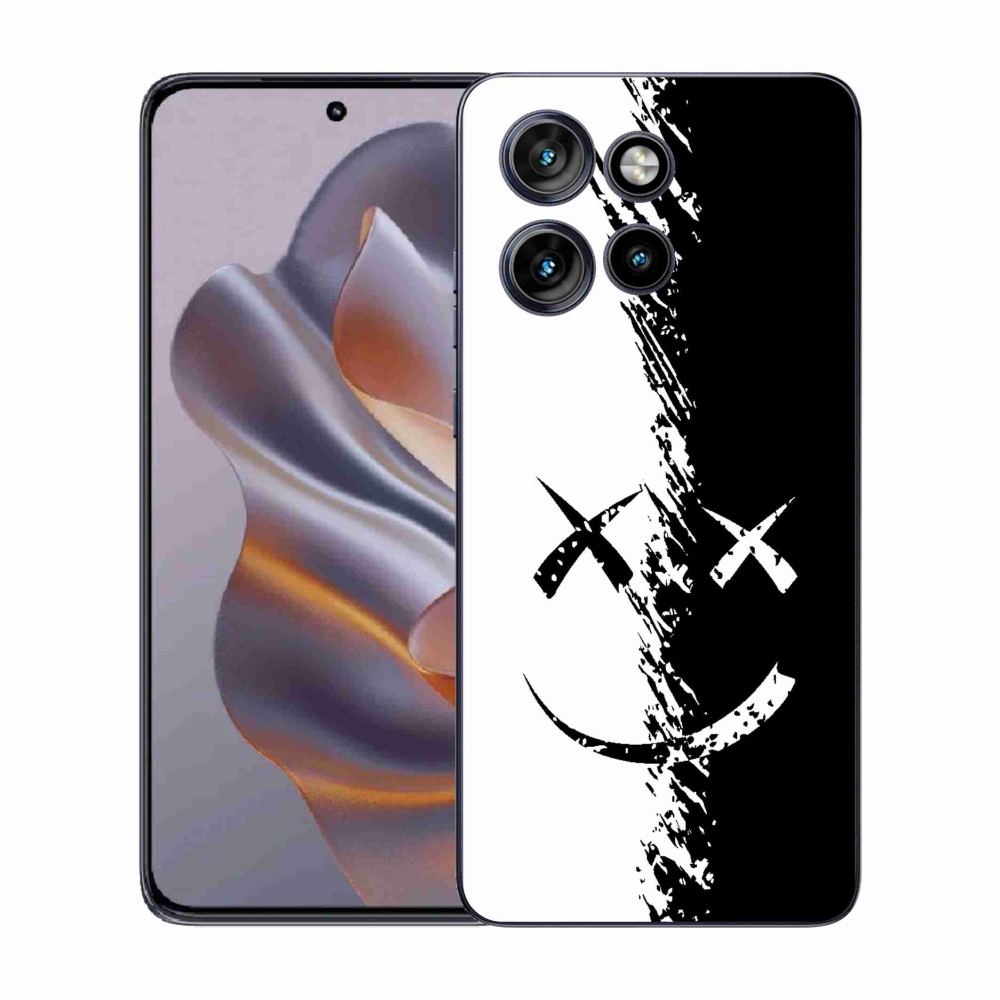 Zselés borítás mmCase a Motorola Edge 50 Neo készülékhez - fekete-fehér mosolygó