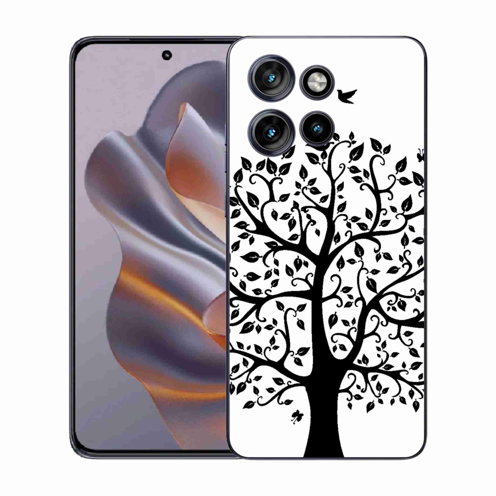 Zselés borítás mmCase a Motorola Edge 50 Neo készülékhez - fekete-fehér fa