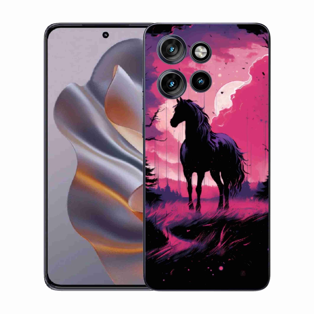 Zselés borítás mmCase a Motorola Edge 50 Neo készülékhez - fekete rajzfilm ló 1