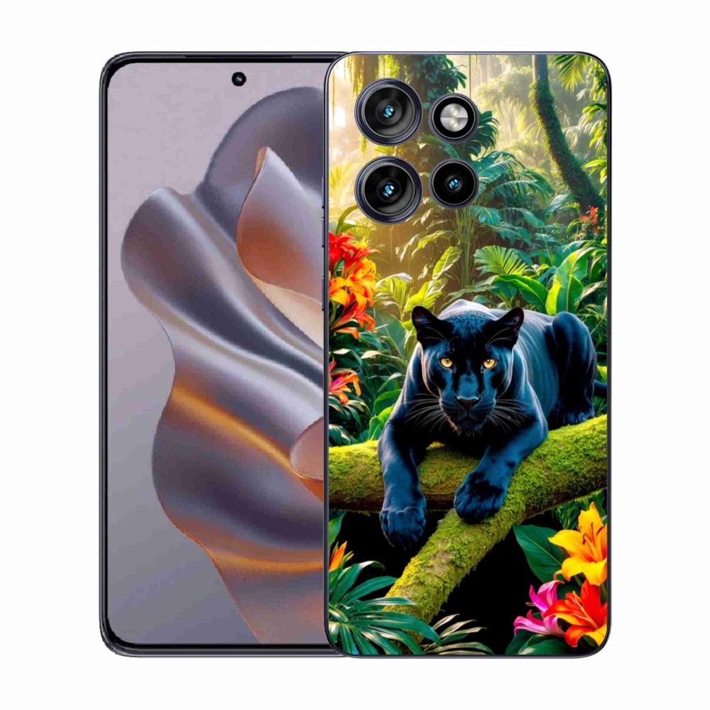 Gél borítás mmCase a Motorola Edge 50 Neo készülékhez - fekete párduc a dzsungelben
