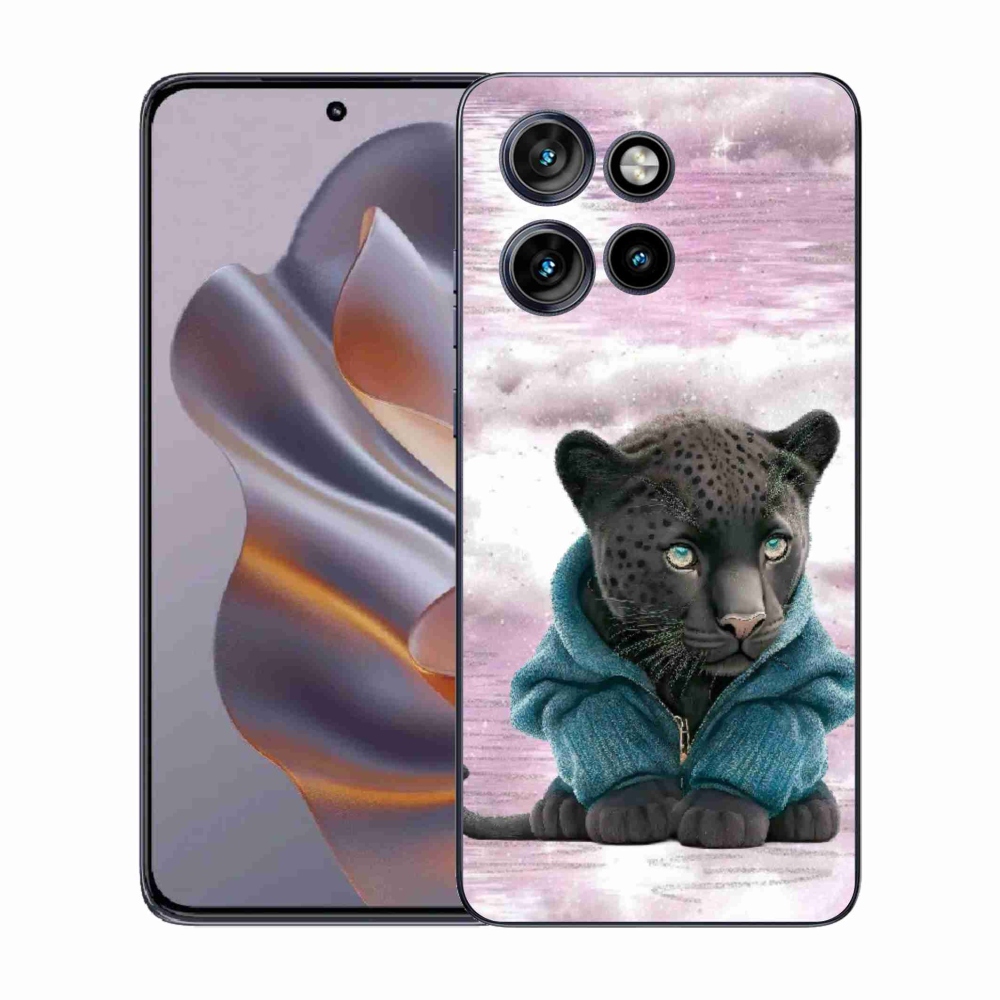 Zselés borítás mmCase a Motorola Edge 50 Neo készülékhez - fekete párduc pulóverben