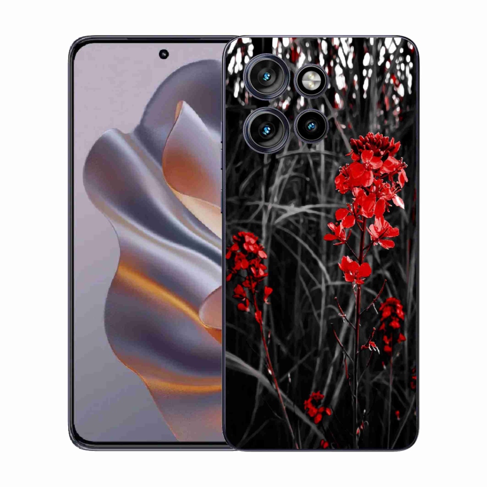 Zselés tok mmCase a Motorola Edge 50 Neo készülékhez - piros növény