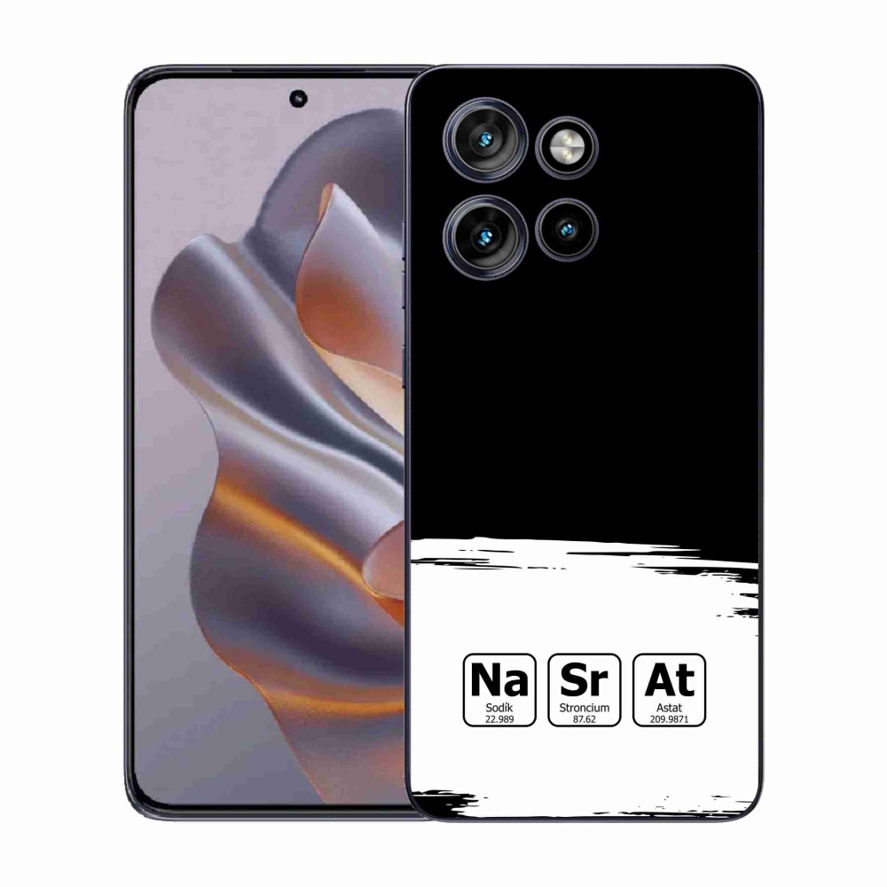 Zselés borító mmCase a Motorola Edge 50 Neo készülékhez - kémiai elemek fehér és fekete háttérrel